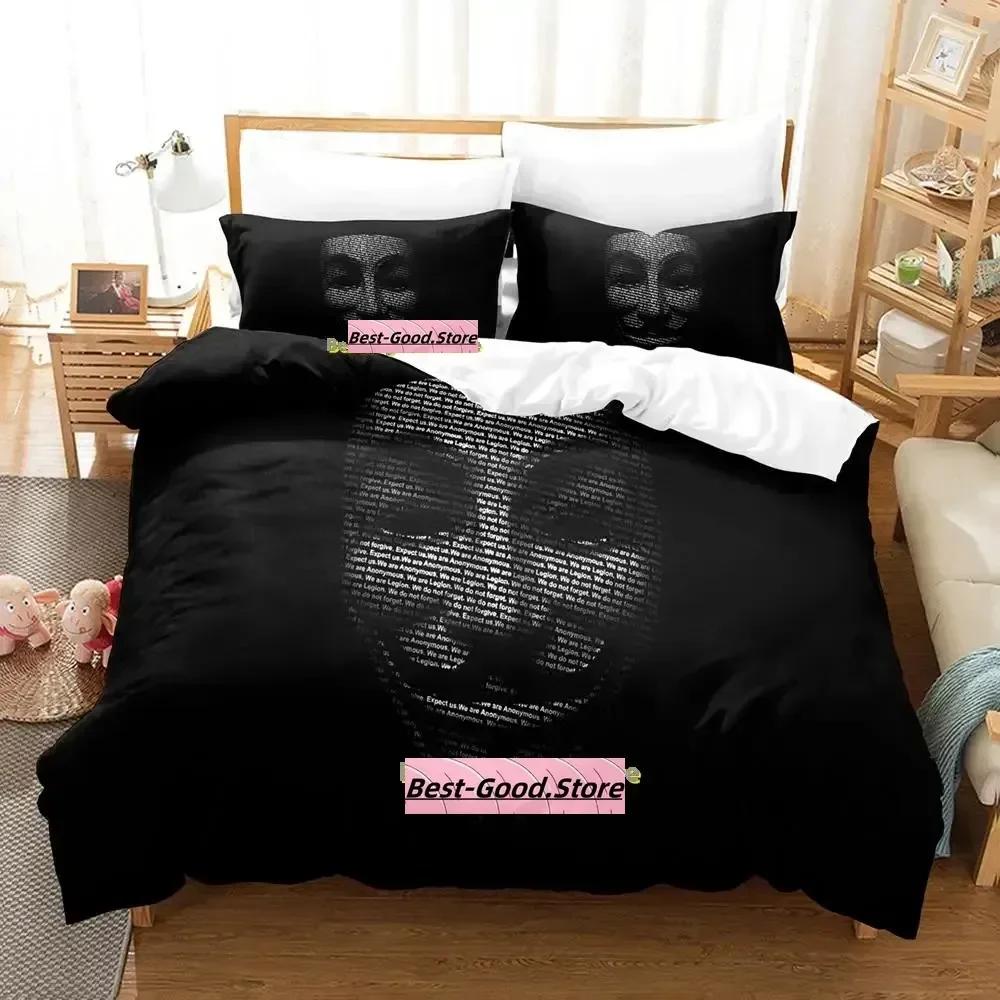 New Personality Technology Anonymous Bedding Set Single Twin Full Queen King Size Bed Set Adult Kid Bedroom Duvetcover Sets