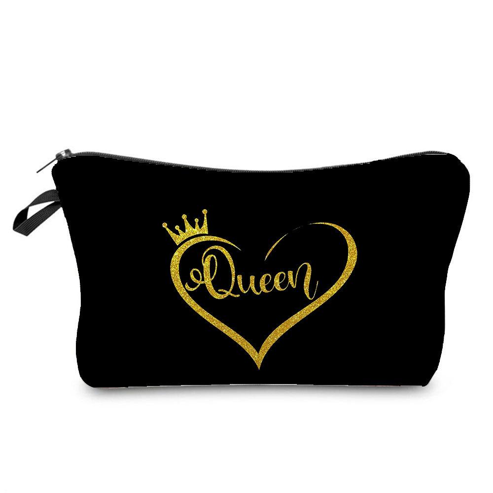 Women English Crown Print Cosmetic Bag Toiletries Organize Travel Storage Case 6767