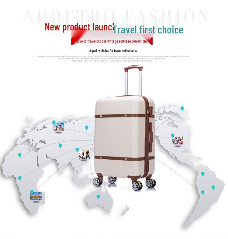 Retro Large Capacity Suitcase with Universal Wheels, Trolley Cabin Luggage for Men and Women