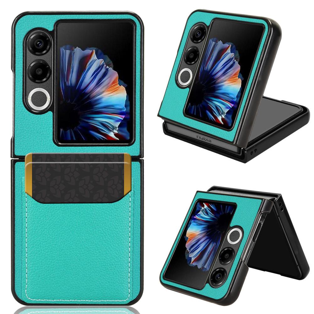 For ZTE Nubia Flip2 5G A404ZT Case Card Holder Litchi Texture Leather+PC Folding Phone Cover