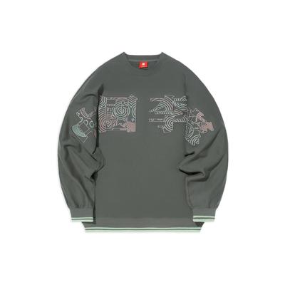 Li Ning Imagination Embroidered Loose Crew Neck Sweatshirt Unisex Tops Green AWDS222-2