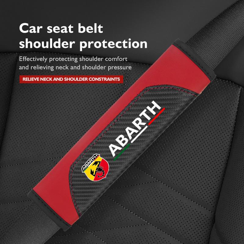 For Abarth Car Seat Shoulder Belt Cover Safety Belt Protector Pad Auto Interior Accessories FIAT 500 Doblo Tipo FR Panda Argo