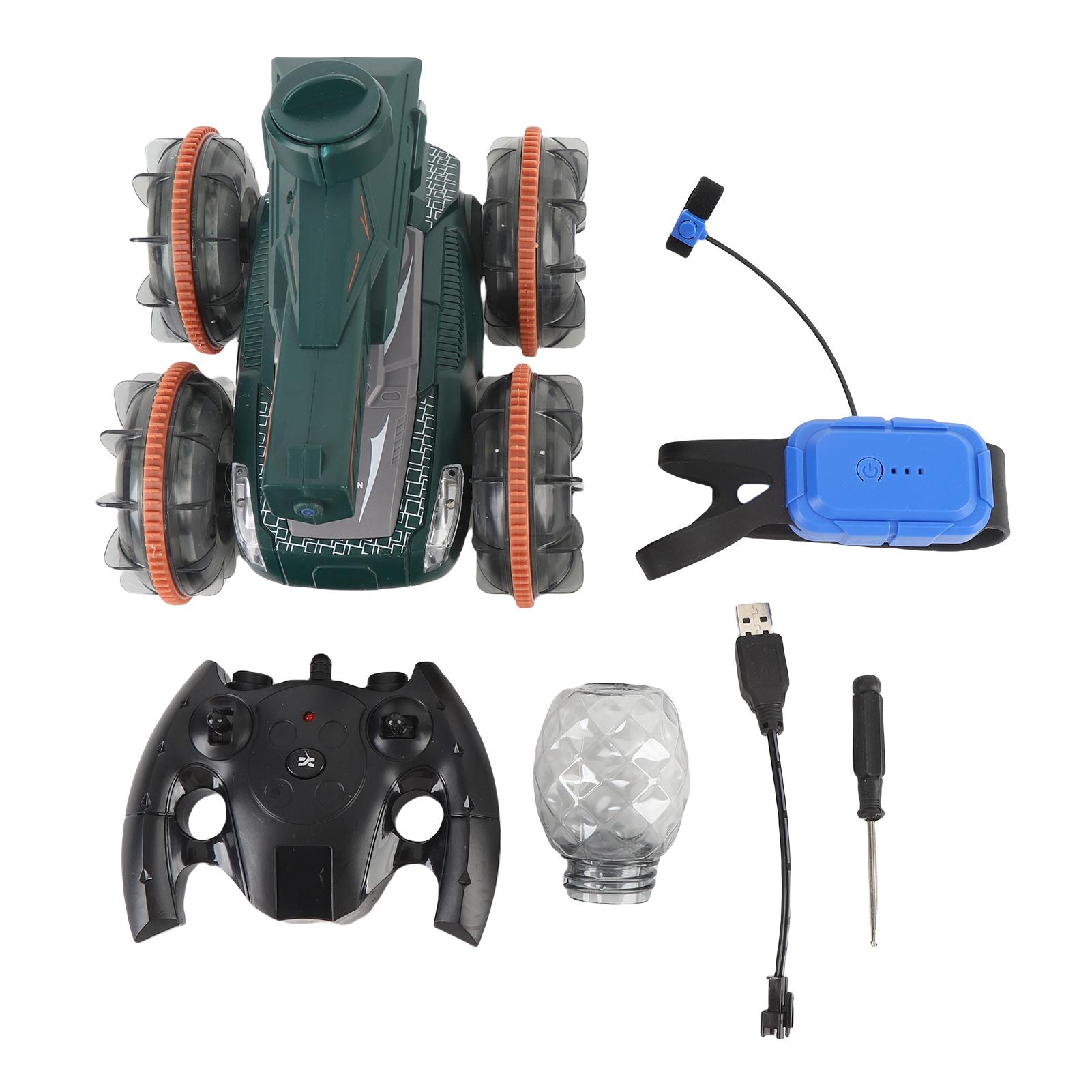 

Амфибийная трюковая радиоуправляемая машина с датчиком жестов, 2,4 ГГц, пульт дистанционного управления, игрушка-краулер с крутой подсветкой Green