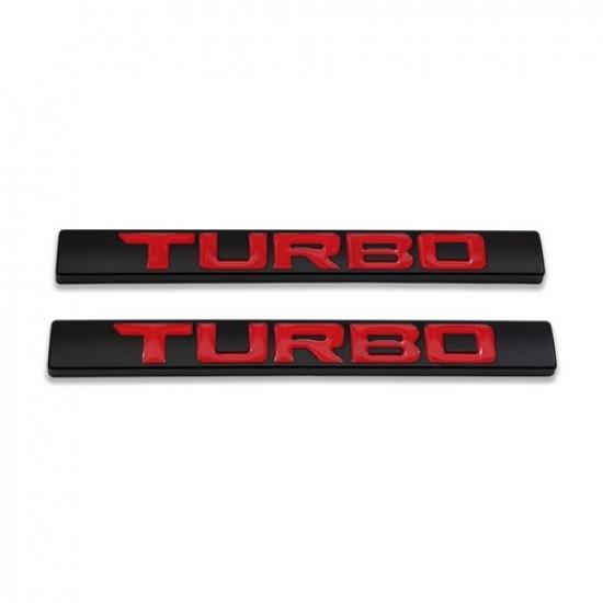 2x Black&Red Metal Turbo  Car Emblem Racing Sport Bagde Power Sticker Decal