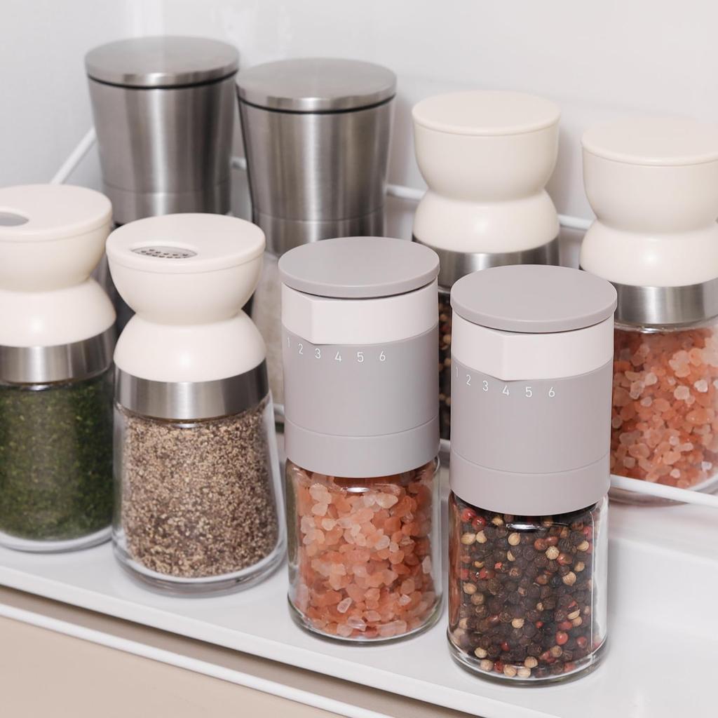 VKCHEF Pepper Pepper External Rock Salt Gray Salt 6 Degree Set of Coarseness Ceramic Easy To Spice Crystalline Flower Pepper Easy To Convenient For