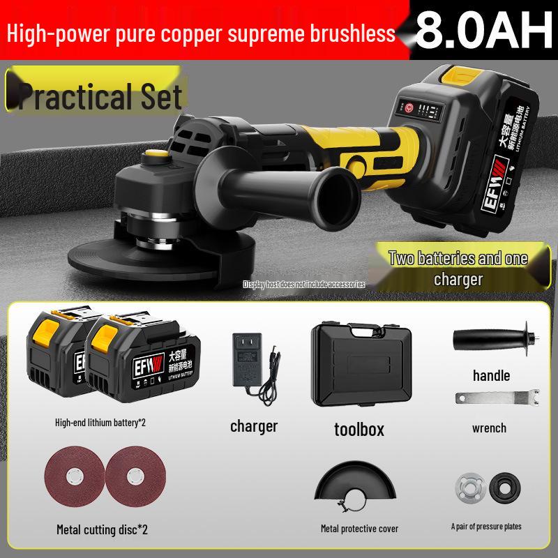 High-Power Brushless Cordless Angle Grinder: Multi-functional Lithium Battery Cutting & Polishing Tool