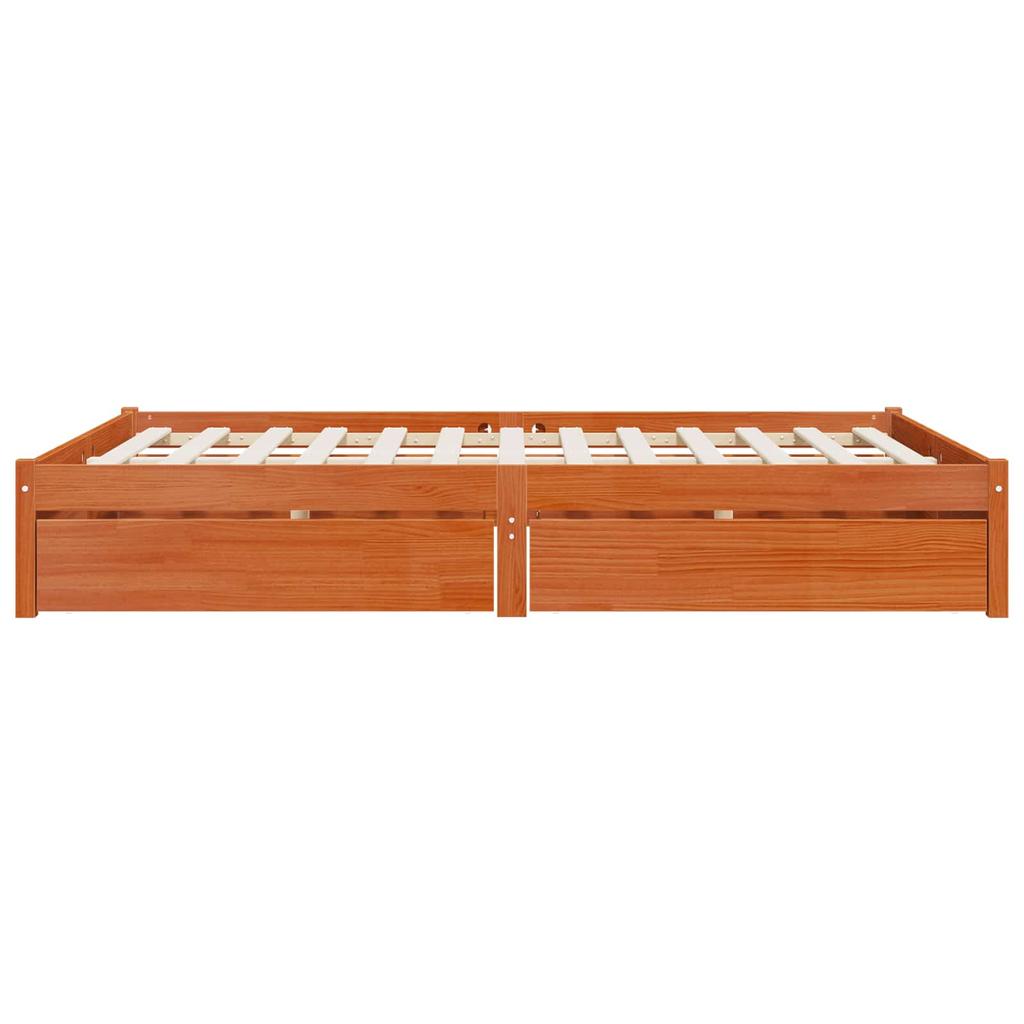 Bed Frame 2 pcs. Wax Brown 140 x 190 cm Solid Wood Pine