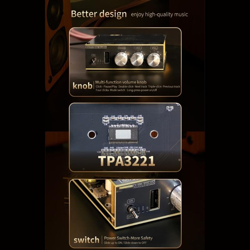 T1002P 100W x2 Digital Amplifier Board TPA3221 and 3116 Powerful Output And Bass Treble Adjustment For Home Theater