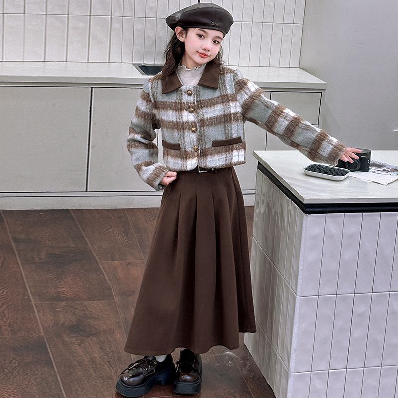 Girls' High-End Midi Skirt Set - Autumn/Winter 2025 Fashion