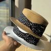 Retro French Polka Dot Top Hat Women's Spring and Summer Sunshade Sunscreen Hat Travel Vacation Straw Hat