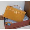 2025 New Gold Buckle Nubuckle Cowhide LP19 Lunch Box Bag Genuine Leather Versatile Small Square Bag Handheld One Shoulder Crossbody Bag for Women