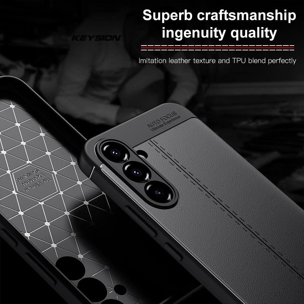 KEYSION Stoßfeste Hülle für Samsung A56 A36 A26 5G Ledertextur Weiche Silikon-Telefonrückseite für Galaxy A55 A35 A25 A15 5G A05S