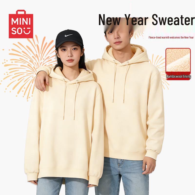 MINISO Men s Winter Lamb Fleece Lined Hoodie 2XL
