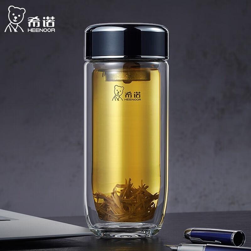 HEENOOR Double-Layer Glass Tea & Water Bottle