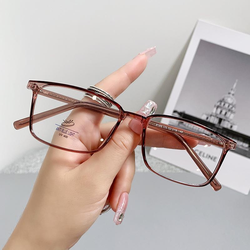 Transparent And Tea Square Computer Eyeglasses Glasses Frame Women s Men s Anti Blue Light Ray Eyewear Myopia Prescription Lenses Optical 0