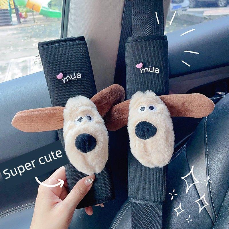 Cartoon Cute Bear Car Safety Belt Shoulder Pad Cover Internet Celebrity Goddess Style Car Interior Ornaments Car Safety Belt Cover Female