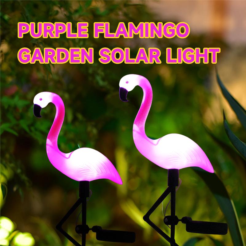 Group Solar Flamingo Light Purple Flamingo Garden Decoration Lamp LED Outdoor Waterproof Ground Lawn Light Patio Walkway Lamp