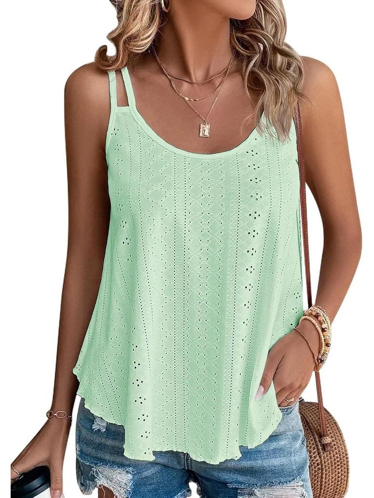 Women's Spaghetti Strap Sleeveless Tank Top - Loose Fit for Summer Vacation 2025
