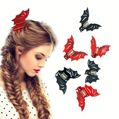 2pcs Cute Bat and Shark Hair Clips - Mini Acetate Claw Clips for Braids, Ponytails, and Hair Accessories for Women
