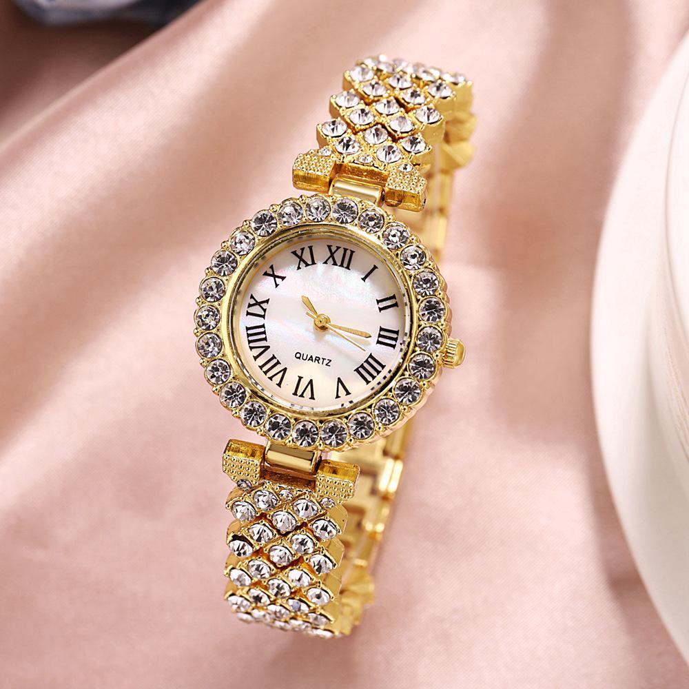 Elegant Ladies' Roman Numerals Bracelet Watch with Rhinestones