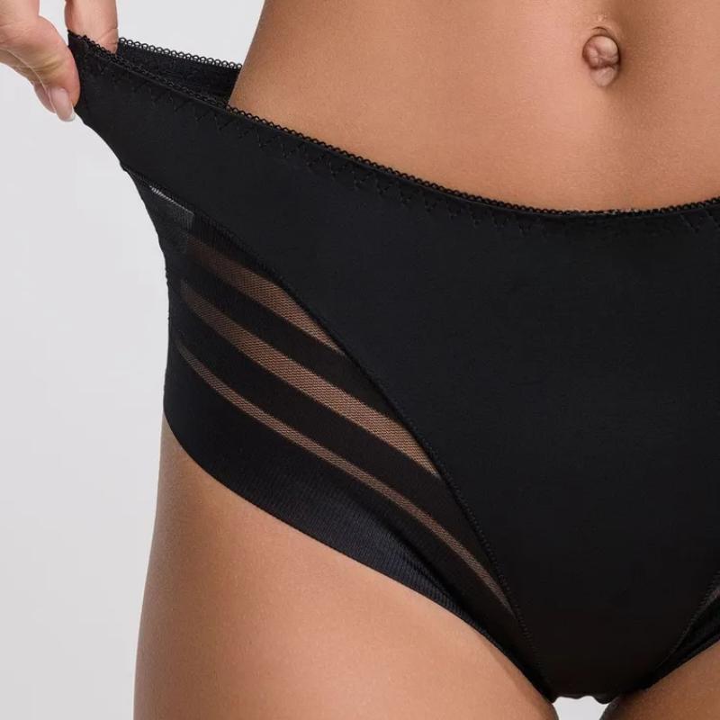 Nahtlose Hohlstreifen-Kontroll-Slips für Damen mit hoher Taille, Eisseide, Po-Lifter-Höschen, Plus-Size-Shapewear