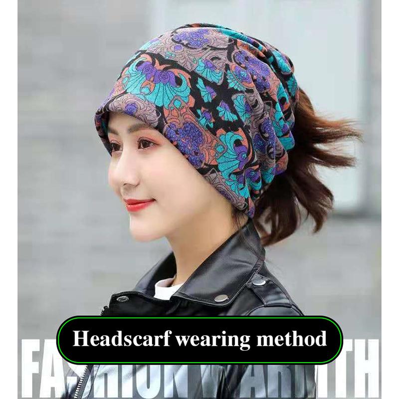 Fashion Double Head Cap Bib Twist Cap Multi-Functional Printed Scarf Cover Cap Neck Cap Face Mask Headscarf Cap