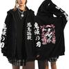 Anime Demon Slayer Roupas Masculinas Graphic Print Zipper Hoodie Men Women Jacket Tops Fall Winter Casual Sweatshirts