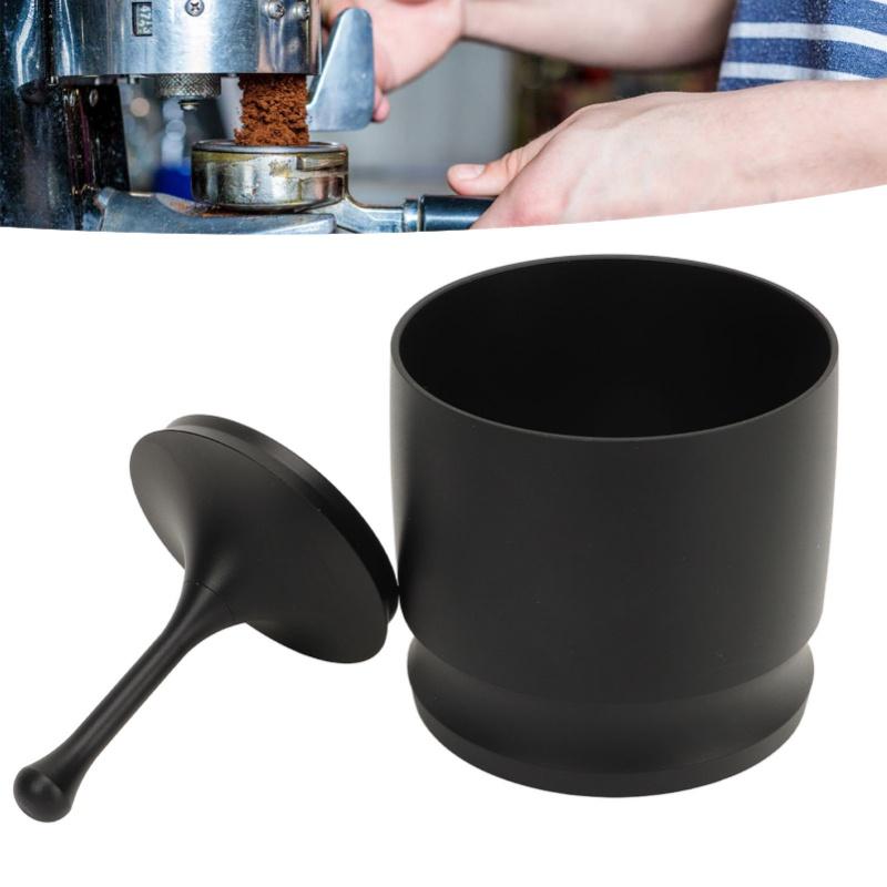 Dosing Rings Press Aluminum Alloy Anti Flying Coffee Powder Picker Coffee Making Supplies 58mm Black