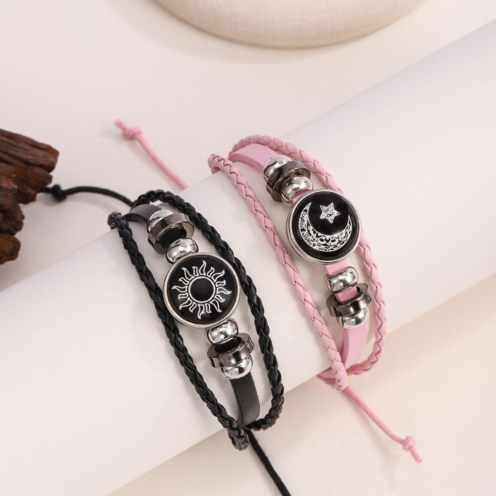 Multi-Layered Beaded Bracelet Handcrafted Sun Moon Bracelets Couple Bracelets Stylish Adjustable Bracelets For Gifts Couples