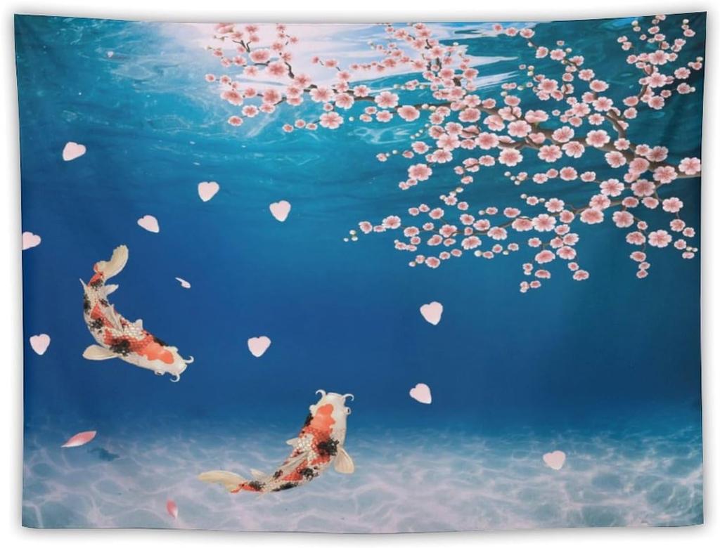 Japanese Red Geisha Tapestry Asian Cherry Blossom Traditional Kimono Folk Tapestries Home Decor Living Room Bedroom Apartment