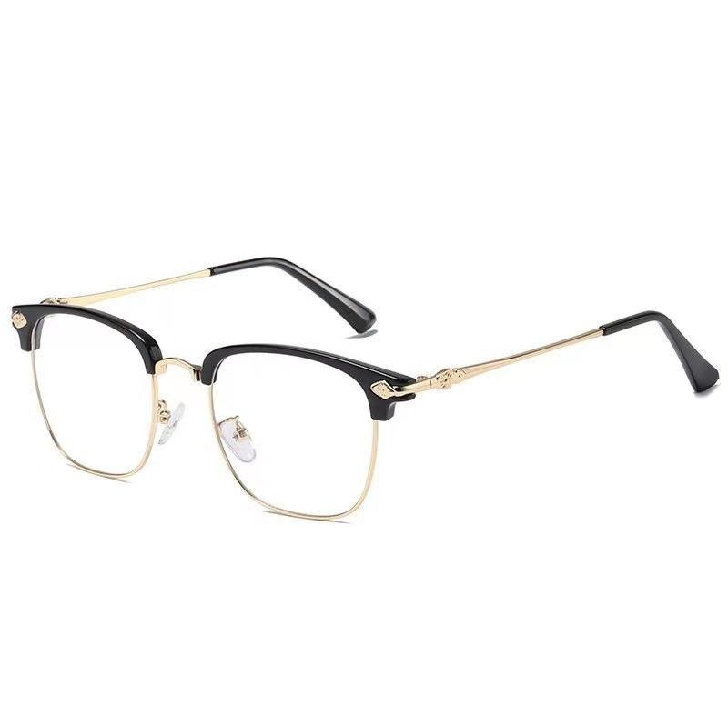 New Metal Half Frame Reading Glasses Anti-Blue Light Square HD Vision for Elderly Business Men Women Fashion Presbyopic Eyewear