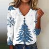 Women's Fashion Print Long Sleeve Knitted Cardigan Button Up Jacket