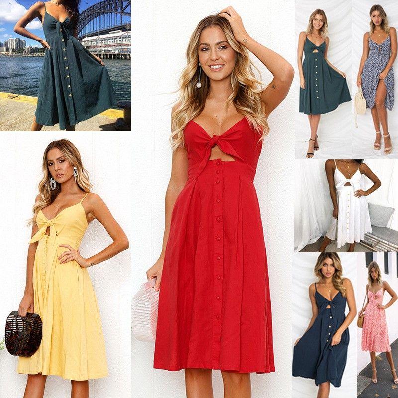 Export Generous and Personalized Hot Sale New Sexy Fashion Suspenders Button Backless Bow Dress