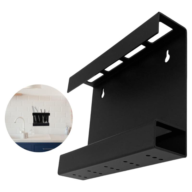 Black Sturdy Acrylic Straw Holder and Chopstick Organizers Cabinet Door and Wall Mount Storage Solution Daily Use
