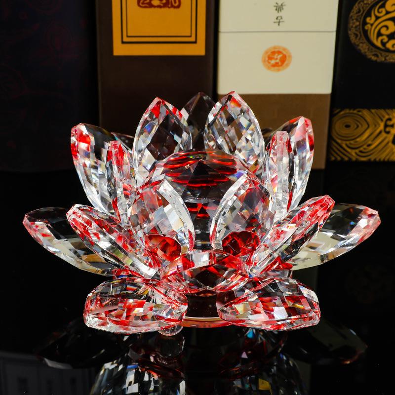 Kristall Lotus Blume Figurine Home Hochzeit Dekoration Glas Handwerk Sammlung Briefbeschwerer Tisch Ornamente Souvenir Geschenke