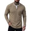 Mens Long Sleeve T Shirt Fake Two Piece Waffle Knit Round Neck Casual Top Daily Wear