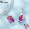 BAMOER 925 Silver Red Heart Charm Ombre Purple Perfume Bottle Pendant for Women DIY Necklace Romantic Gift