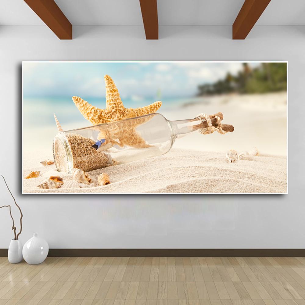 Starfish Seashells Beach Canvas Painting Shell Sea Wall Art Seascape Wall Pictures Poster for Living Room Bedroom Office Decor
