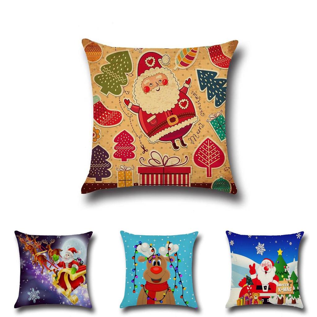 Christmas Cartoon Printed Cushion Cover Ultra Soft For Home Office Sofa Decor Gift