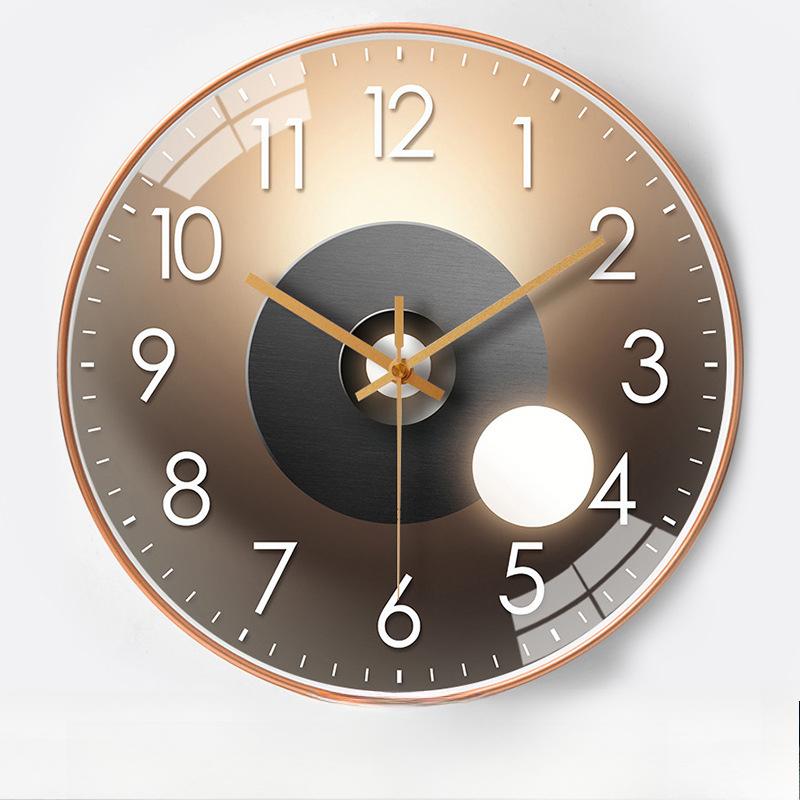12-inch 30cm Light and Luxurious Light and Shadow Automatic Time-sensitive Radio Clock Home Living Room Bedroom Mute Clock Wall Clock