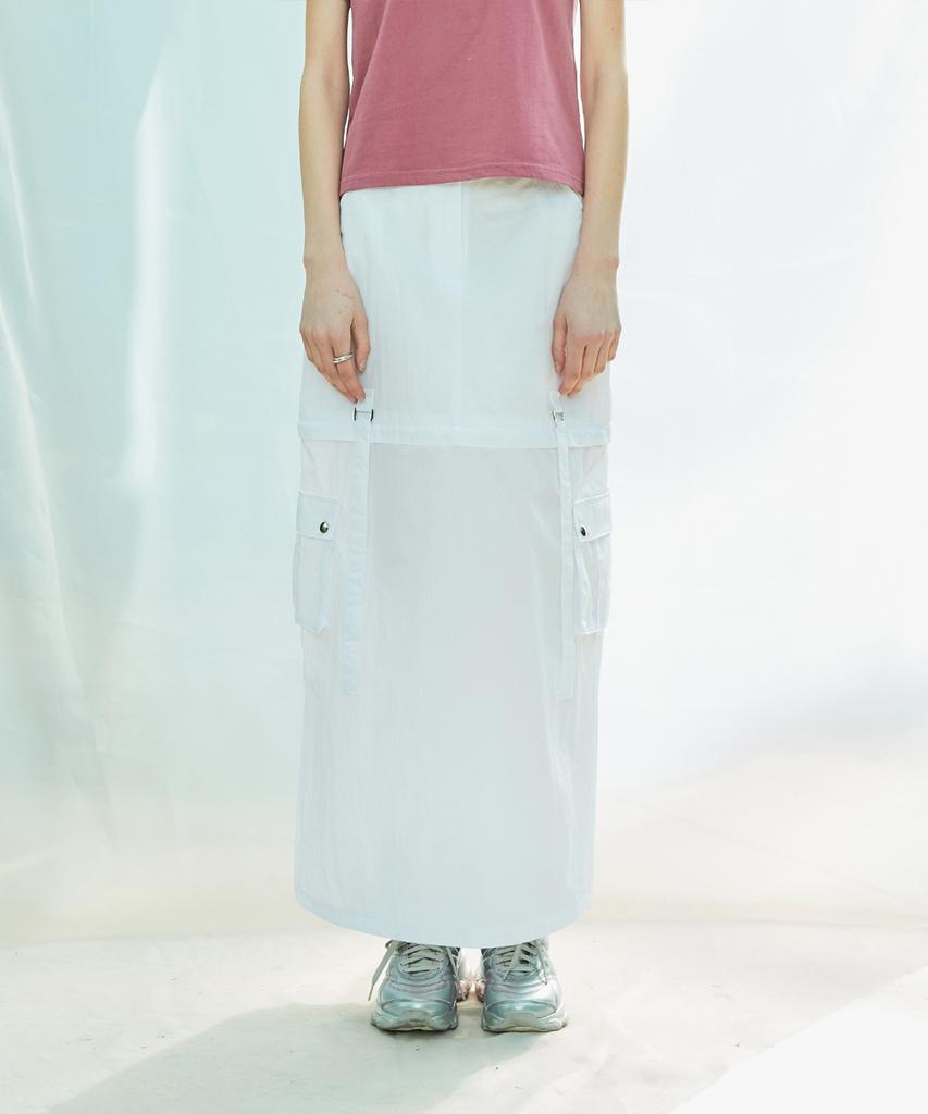LARTIGENT L9 2-Way Nylon Long Skirt(White)