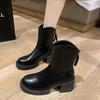 New Women'S British Style Ankle Boots - Chunky Sole Leather Booties With Rear Zipper, Fall/Winter Fashion Boots
