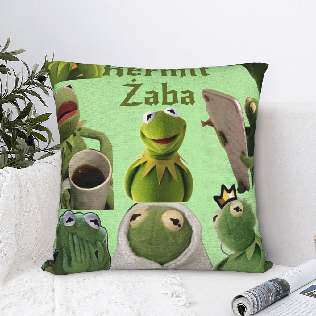 Kermit The Frog Square Pillow Cases Cushion Cover Vintage Zipper Decorative Pillowcase for Bed cm