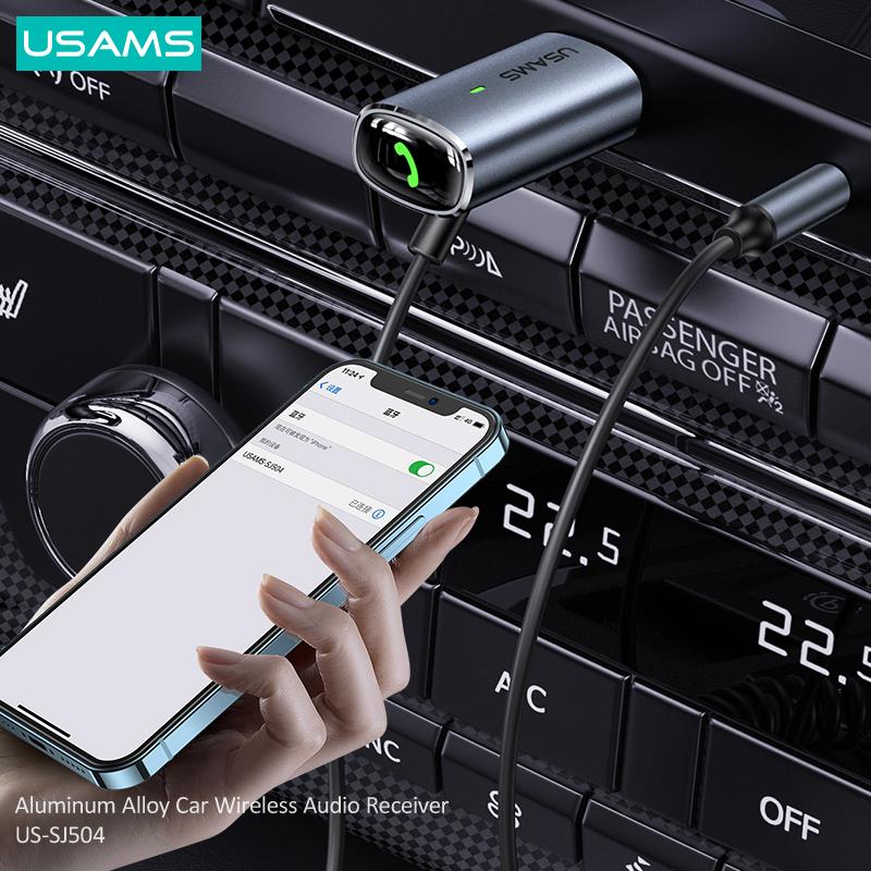 USAMS FM Sender Auto Bluetooth 5,0 Aluminium Legierung Auto Wireless Audio Receiver Radio Modulator Auto Freisprecheinrichtung Audio USB-Player