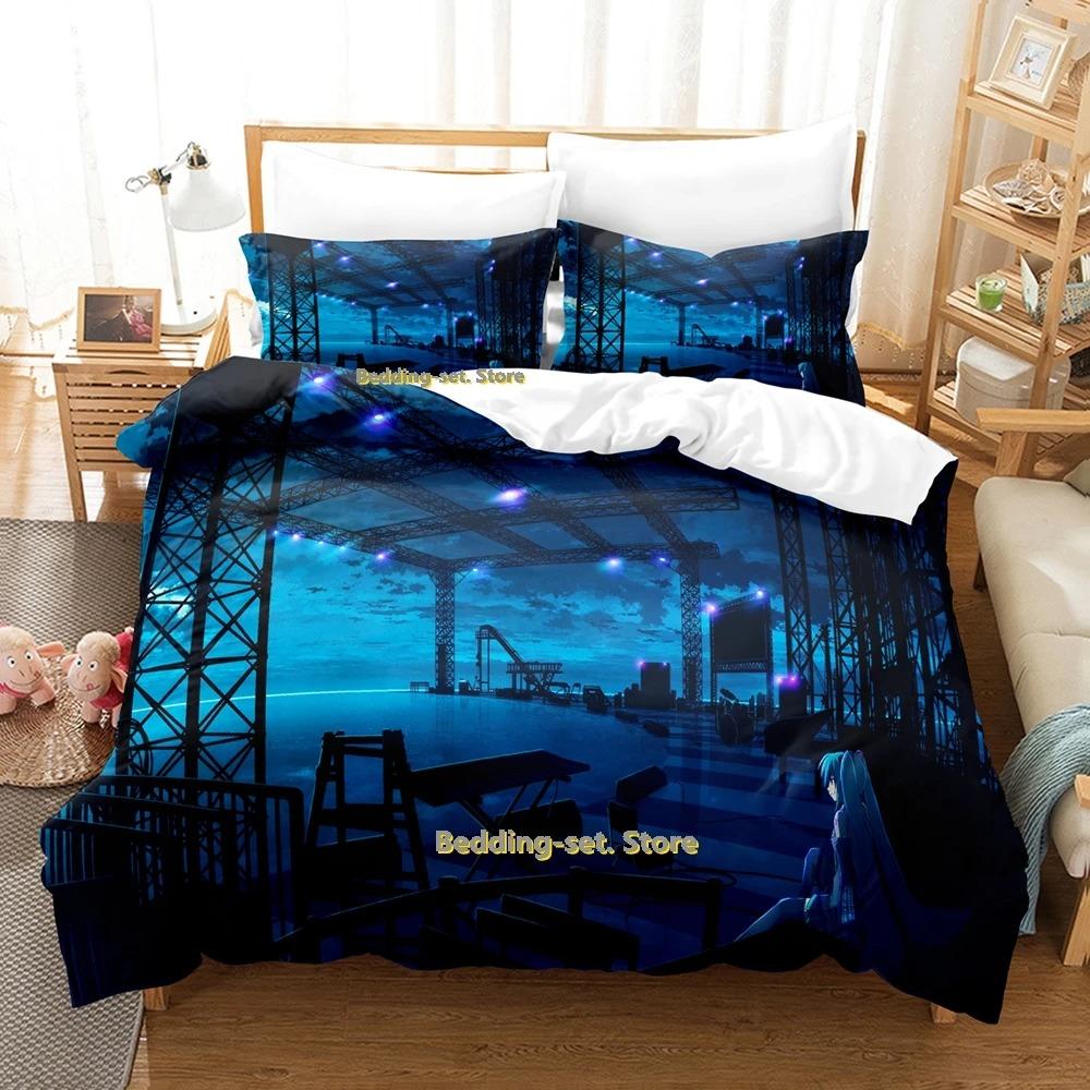 Elegant Classic Single Twin Full Queen King Vocaloid Size Bed Adult Kid Bedroom Duvetcover Sets 3D Anime Quilt