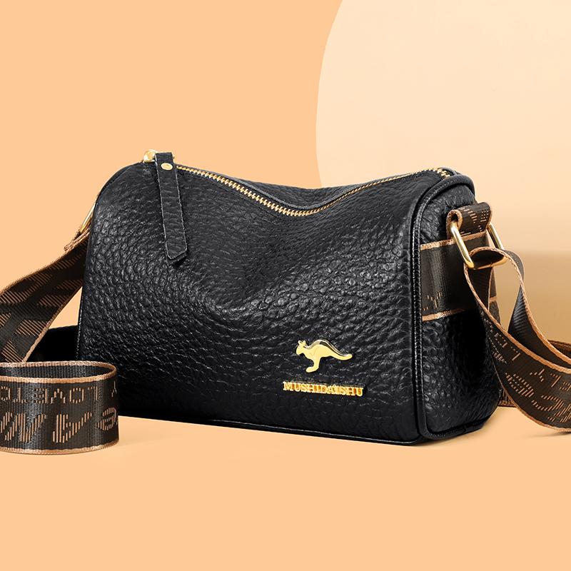 Luxury Cylinder Shoulder Bag Fashion Crocodile Pattern Genuine Leather Women Handbags Large Capacity Crossbody Bags