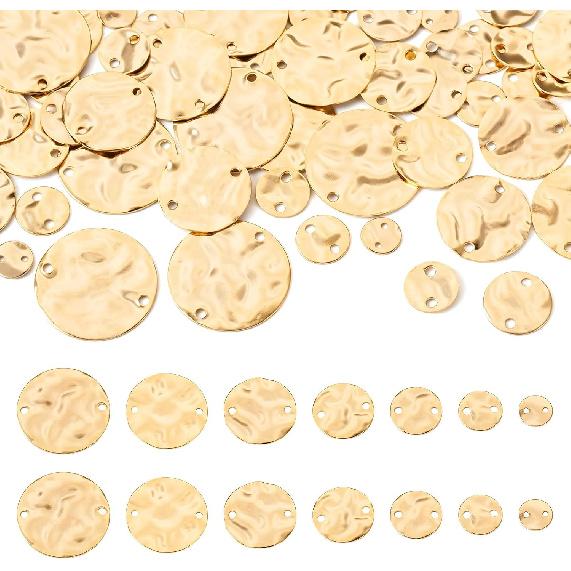 

Cheriswelry 54 шт. Латунные плоские круглые соединители с текстурой, позолоченные 24K, пустые бирки-подвески, металлические бирки для штамповки 6-18 мм для DIY браслетов, серег платиновый