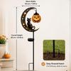Solar Halloween Black Cat On Crescent Moon Garden Stake Light with Hanging Pumpkin Lantern Waterproof Solar Powered Outdoor Halloween Yard Decor Path
