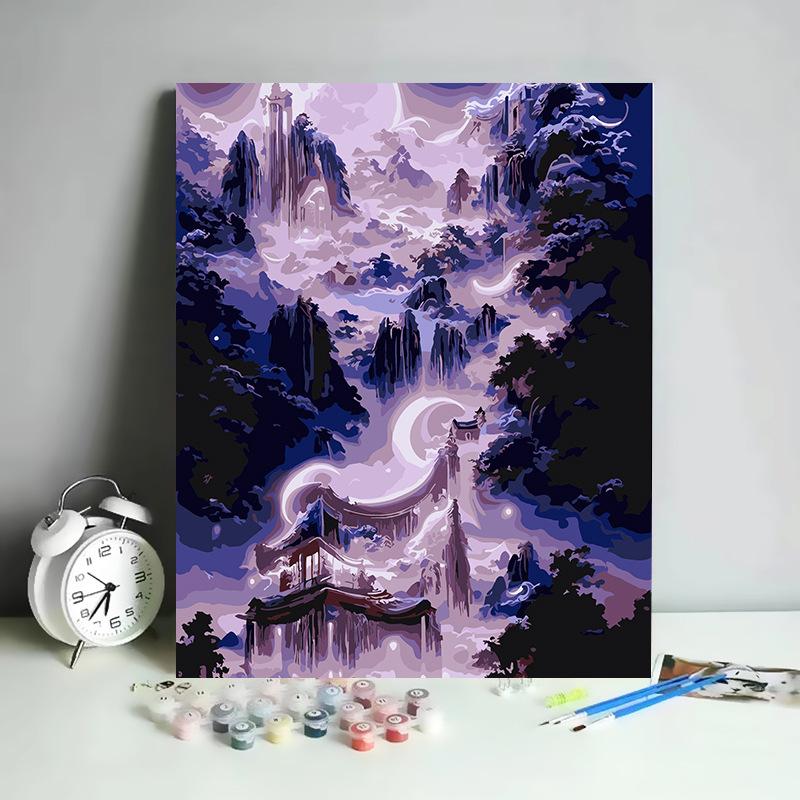 DIY Digital Oil Painting Kit Hand Paint By Numbers Acrylic Landscape Wall Art Birthday Gift