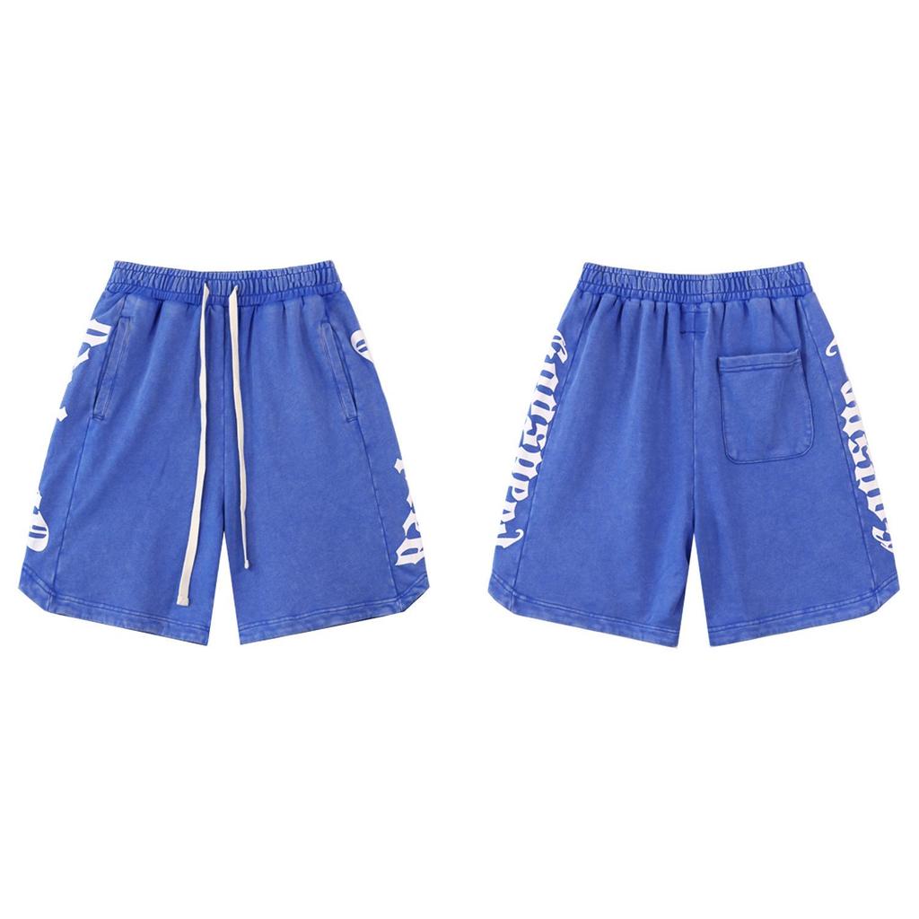 Retro American Tide Hip Hop Washed Terry Shorts